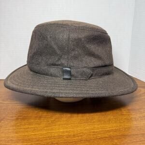 Tilley Tech Winter Hat with Tuckaway Earlaps. Wool Sz 7 1/4 Brown Used